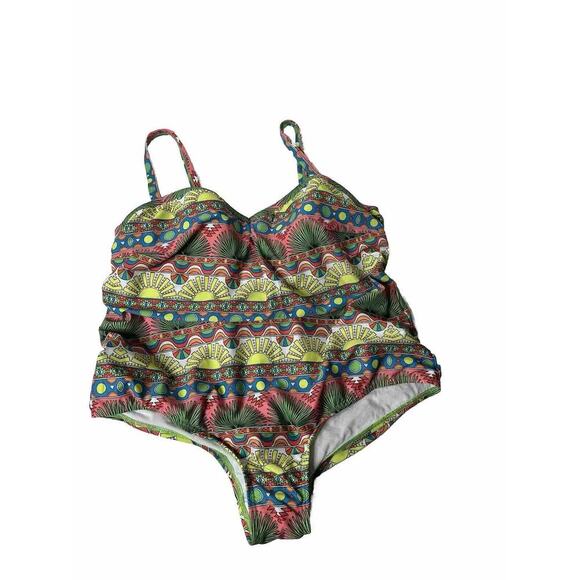 High Dive by ModCloth Serene One Piece Retro Black Halter Swim Suit Women's 2X - Picture 2 of 5